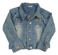 Svetlomodrá rifľová crop bunda s golierikom M&Co