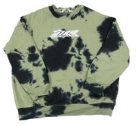 Kaki-čierna batikovaná oversize mikina s nápisom H&M