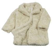 Smetanový kožešinový podšitý kabát s límečkem Matalan