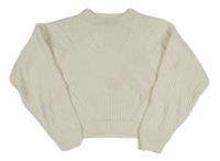 Smotanový rebrovaný žinylkový oversize crop sveter H&M