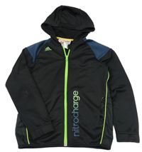 Černo-tmavomodrá thermo propínací mikina s kapucí Adidas