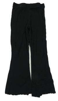 Čierne rebrované flare nohavice Peacocks