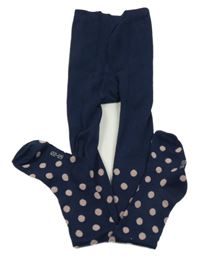 Tmavomodré punčocháče s puntíky 