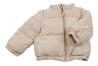 Svetloružová prešívaná zamatová zateplená bunda H&M