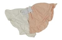 Nové - 2x - Klobúk s kvetmi a madeirou - Bílý, světlerůžový Matalan