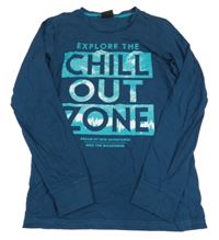 Tmavopetrolejové pyžamové triko s nápisy C&A