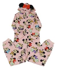 Svetloružová tepláková kombinéza s Minnie a Mickey a kamarády a kapucňou H&M