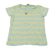 Světlemodro/žluté pruhované tričko s třešničkami Tchibo