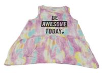 Farebná batikovaná letná tunika s nápismi YIGGA