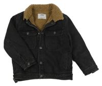 Černá riflová zateplená bunda s límečkem ZARA