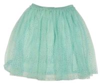 Mátová tylová sukně s hvězdičkami a třpytivým pasem Y.F.K.