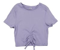 Fialové rebrované crop tričko s nařasením George