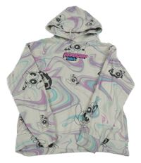 Smetanovo-ružovo-mentolovo-azurová batikovaná mikina s Powerquff Girls a kapucňou H&M