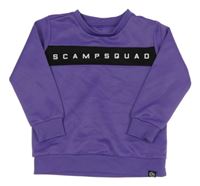 Tmavofialovo-čierna športová mikina s logom SCAMPSQUAD