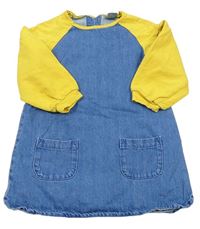 Modro-žlté riflovo/teplákové šaty Next