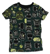 Černo-zelené kostkované tričko Star Wars zn. M&S