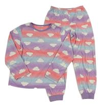 Růžovo-světlemodro-lila pyžamo s mraky Primark