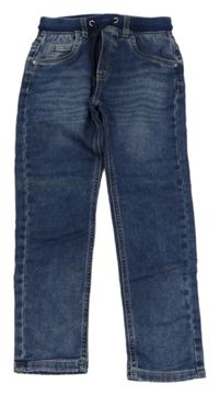Modré teplákové tapered rifle s úpletovým pasem Republic of Denim