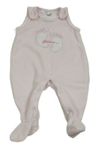 Světlemodré žebrované sametové dupačky s chodidly Ergee