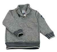 Sivá melírovaná pletená mikina s golierom zn. Topolino