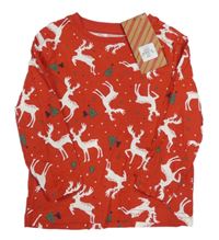 Nové - Červené triko se soby a stromky Primark