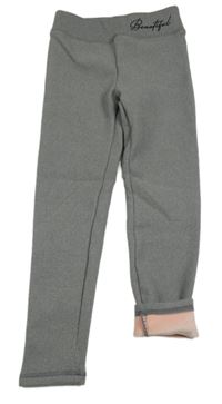 Šedé melírované zateplené legíny s nápisem Shein