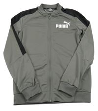 Šedo-černá sportovní propínací mikina s logem Puma