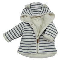 Bielo-tmavomodrá pruhovaná zateplená prepínaci mikina s kapucňou H&M