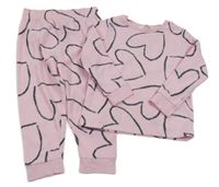 Růžové fleecové pyžamo se srdíčky M&S