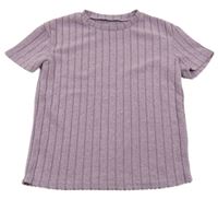 Lila melírované žebrované úpletové tričko Shein