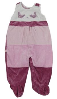 Bílo-růžovo-vínové sametové dupačky s motýly