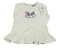 Nové - Bílá tunika s motýlem z překlápěcích flitrů Pep&Co