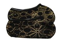 Černé třpytivé květované návleky na nohy