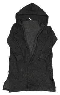 Čierny melírovaný úpletový cardigan s kapucňou Hailys