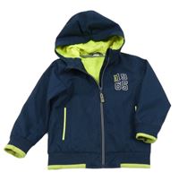 Tmavomodrá šusťáková jarní bunda s číslem a kapucí Zeeman