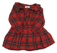 Červeno-černo-zelené kostkované šaty s límečkem C&A