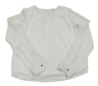 Biela šifónová blúzka so srdiečkami a volánikmi H&M