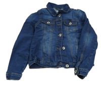 Tmavomodrá rifľová crop bunda