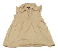 Svetlohnedé svetrové polo šaty s perforovaným vzorom Kiabi