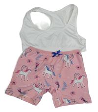2set - Růžové kalhotky s jednorožci + bílá lambáda