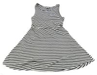 Bielo-čierne pruhované bavlnené šaty s písmeny Page One Young