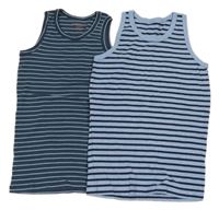 2x pruhované tílko - tmavomodro-světlemodré + světlemodro-tmavomodré Tchibo