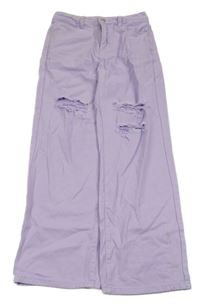 Lila široké rifle s vyšúchaním Shein