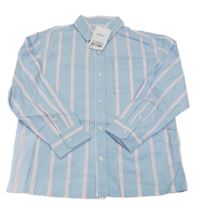 Nové - Světlemodro-bílo-neonově růžová pruhovaná košile Next