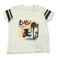 Smotanové tričko s medvěďom a palmami