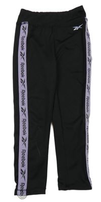 Černé sportovní legíny s pruhem s logy Reebok