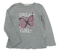 Sivé melírované tričko s motýlom Kids