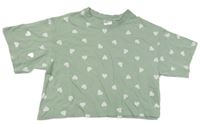 Svetlozelené crop tričko so srdiečkami H&M