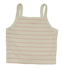 Smetanovo-ružový pruhovaný crop top Zara