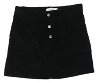 Čierna zamatová sukňa s vreckami a gombíkmi